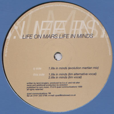 Life On Mars : Life In Minds (12")