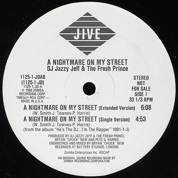 DJ Jazzy Jeff & The Fresh Prince : A Nightmare On My Street (12", Promo)