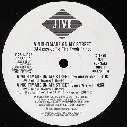 DJ Jazzy Jeff & The Fresh Prince : A Nightmare On My Street (12", Promo)