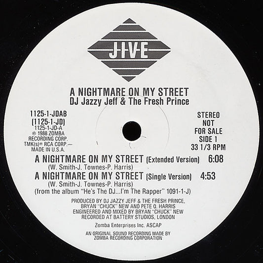 DJ Jazzy Jeff & The Fresh Prince : A Nightmare On My Street (12", Promo)