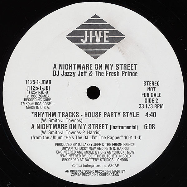 DJ Jazzy Jeff & The Fresh Prince : A Nightmare On My Street (12", Promo)