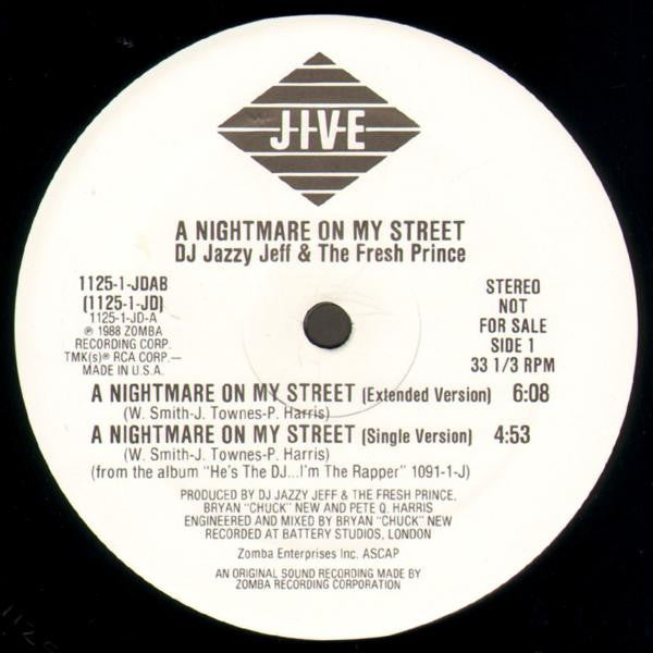 DJ Jazzy Jeff & The Fresh Prince : A Nightmare On My Street (12", Promo)