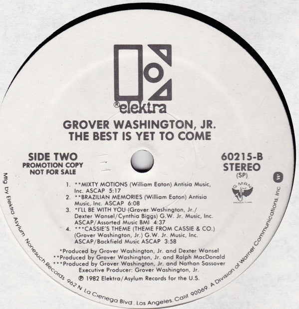 Grover Washington, Jr. : The Best Is Yet To Come (LP, Album, Promo)