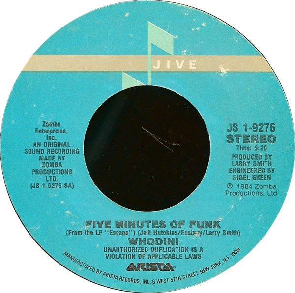 Whodini : Five Minutes Of Funk / Friends (7")