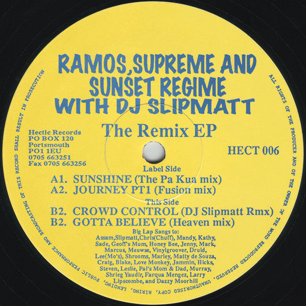 Ramos, Supreme & Sunset Regime With Slipmatt : The Remix EP (12", EP)