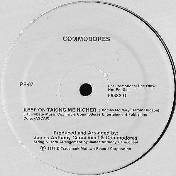 Commodores : Why You Wanna Try Me / Keep On Taking Me Higher (12", Promo)