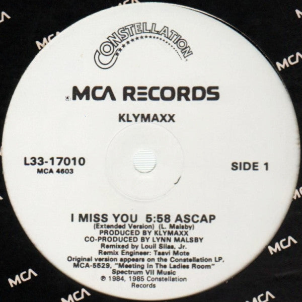 Klymaxx : I Miss You (12", Promo)