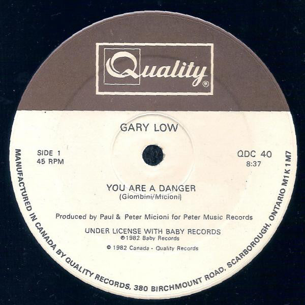 Gary Low : You Are A Danger (12", Single)