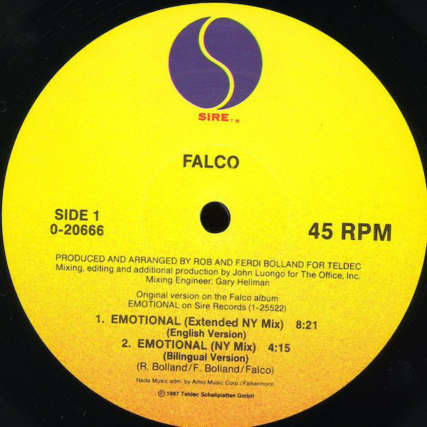 Falco : Emotional (12", Maxi)
