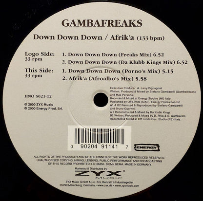 Gambafreaks : Down Down Down / Afrik'a (12")