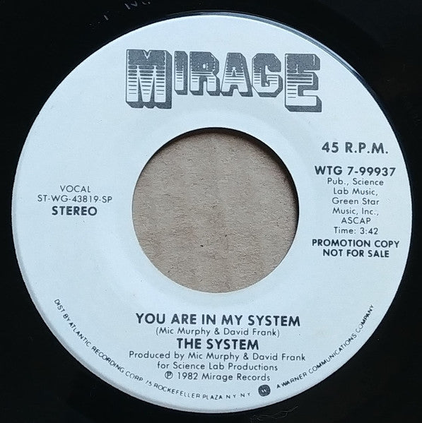The System : You Are In My System (7", Single, Promo)