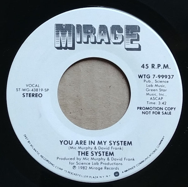 The System : You Are In My System (7", Single, Promo)