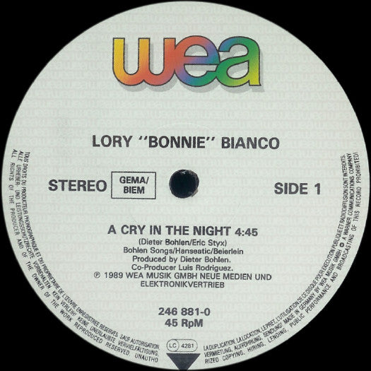 Lory Bianco : A Cry In The Night (12")