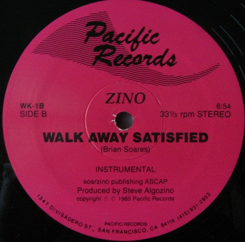 Zino (2) Featuring Jayne Edwards : Walk Away Satisfied (12", Single)