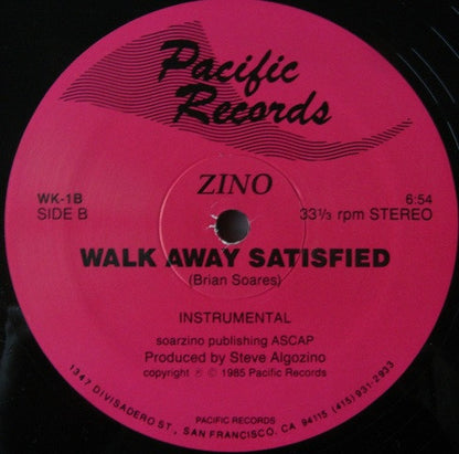 Zino (2) Featuring Jayne Edwards : Walk Away Satisfied (12", Single)
