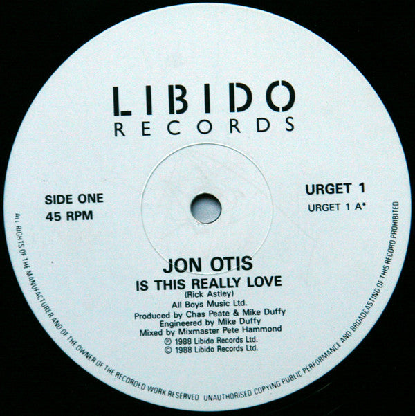 Jon Otis : Is This Really Love? (12")