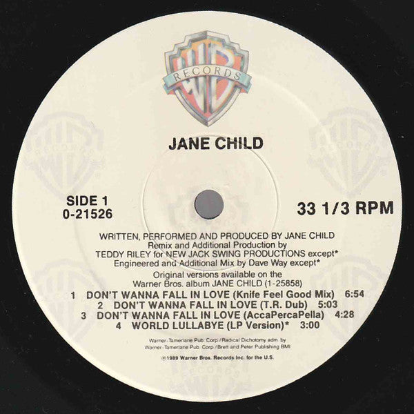 Jane Child : Don't Wanna Fall In Love (12", Maxi)
