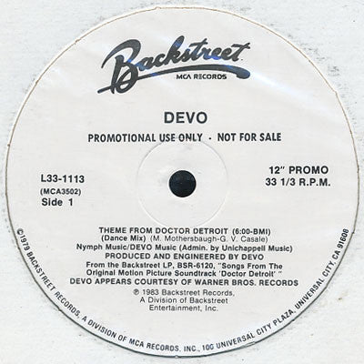 Devo : Theme From Doctor Detroit (12", Promo)