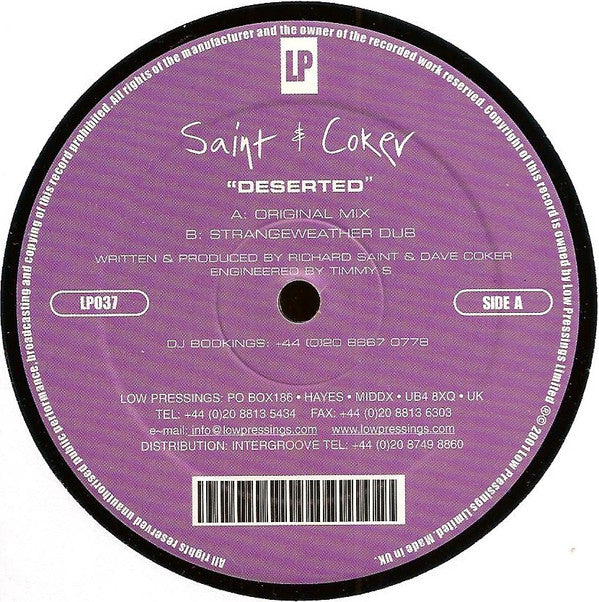 Richard Saint & Dave Coker : Deserted (12")