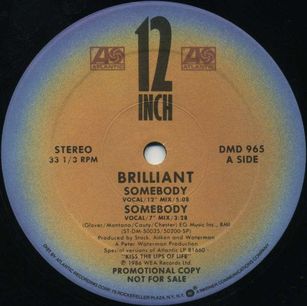 Brilliant : Somebody (12", Promo)