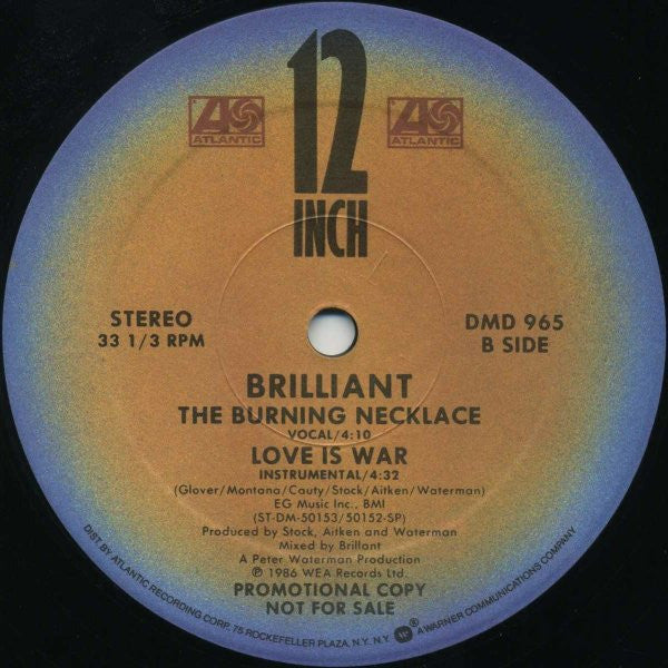 Brilliant : Somebody (12", Promo)