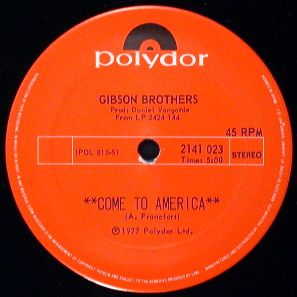 Gibson Brothers : Come To America (12")