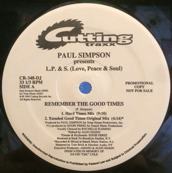 Paul Simpson Presents L.P. & S. : Remember The Good Times (12", Promo)