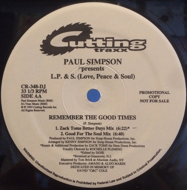 Paul Simpson Presents L.P. & S. : Remember The Good Times (12", Promo)