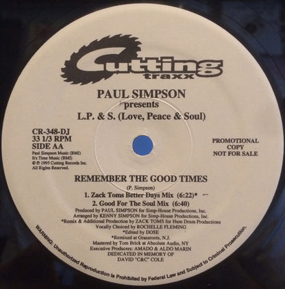Paul Simpson Presents L.P. & S. : Remember The Good Times (12", Promo)