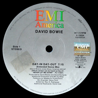 David Bowie : Day-In Day-Out (Extended Dance Mix) (12", Single)