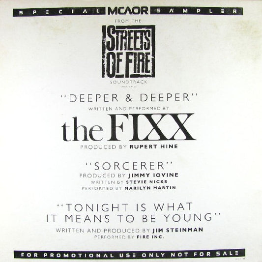 The Fixx / Marilyn Martin / Fire Inc. : Deeper And Deeper / Sorcerer / Tonight Is What It Means To Be Young (12", Promo)