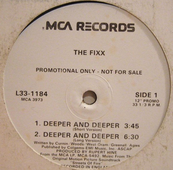 The Fixx / Marilyn Martin / Fire Inc. : Deeper And Deeper / Sorcerer / Tonight Is What It Means To Be Young (12", Promo)