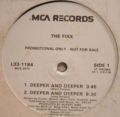The Fixx / Marilyn Martin / Fire Inc. : Deeper And Deeper / Sorcerer / Tonight Is What It Means To Be Young (12", Promo)