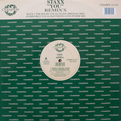 Staxx : You - Remix's (12")
