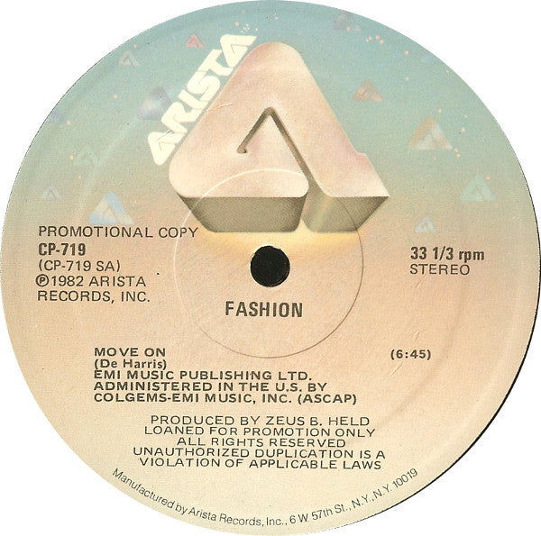 Fashion : Move On / Streetplayer (12", Promo)