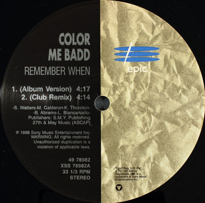 Color Me Badd : Remember When (12")