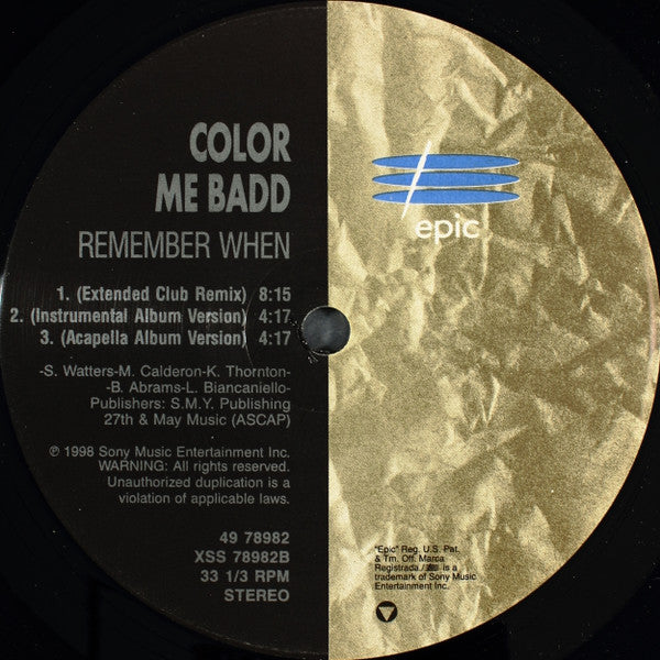 Color Me Badd : Remember When (12")