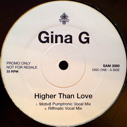 Gina G : Higher Than Love (12", Promo)