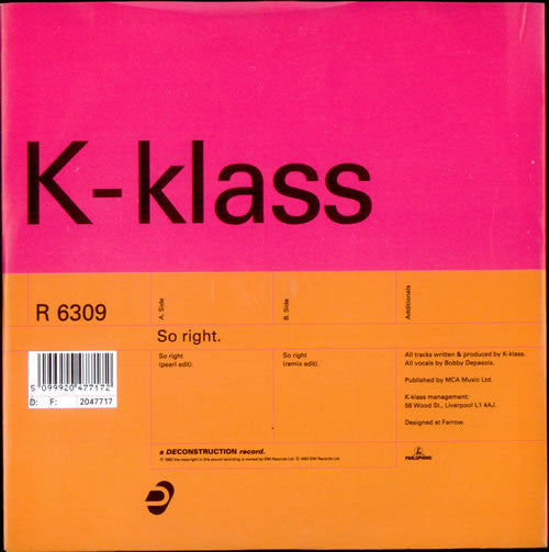 K-Klass : So Right (12", Single)