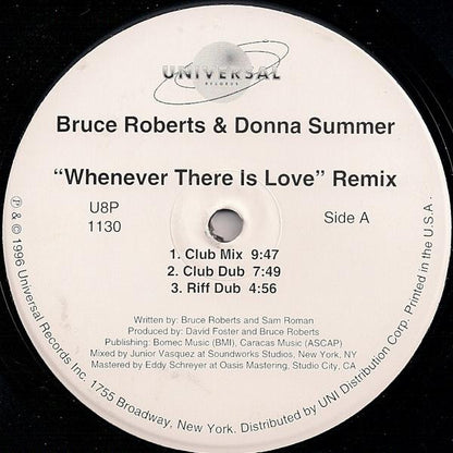 Bruce Roberts & Donna Summer : Whenever There Is Love - Remix (12")