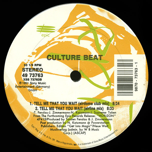 Culture Beat : Tell Me That You Wait (12")