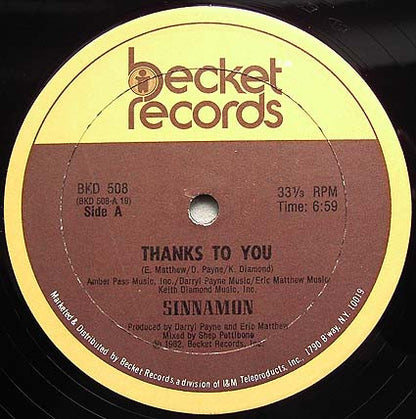 Sinnamon : Thanks To You (12")