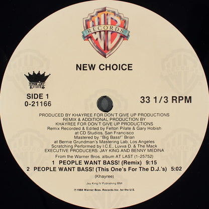 New Choice : People Want Bass (12", Maxi, All)