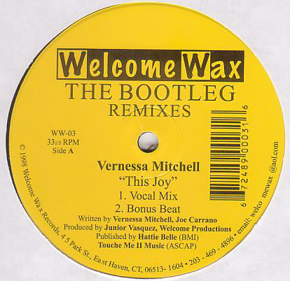 Vernessa Mitchell : This Joy (The Bootleg Remixes) (12")