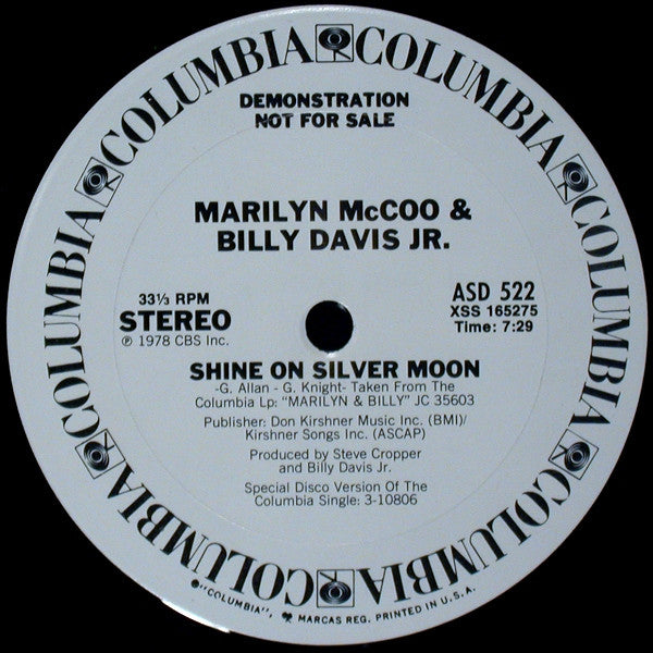 Marilyn McCoo & Billy Davis Jr. : Shine On Silver Moon (12", Promo)
