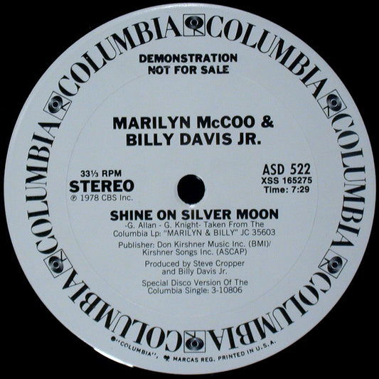 Marilyn McCoo & Billy Davis Jr. : Shine On Silver Moon (12", Promo)