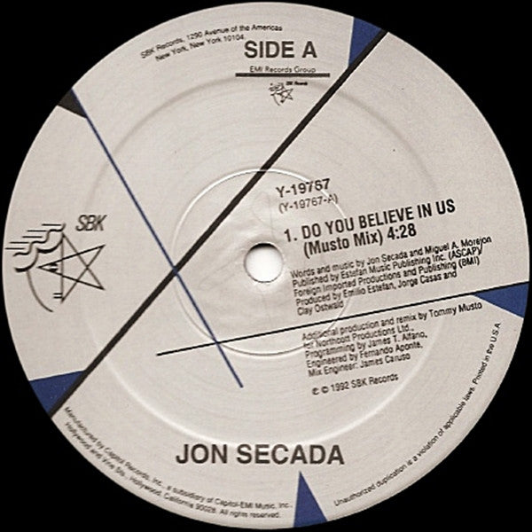 Jon Secada : Do You Believe In Us / Just Another Day (12")