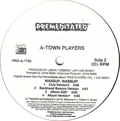 A-Town Players : Wassup, Wassup! (12", Promo)