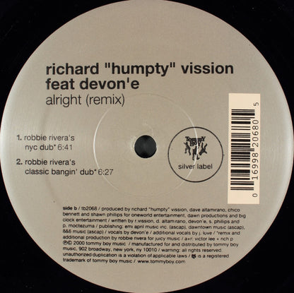 Richard "Humpty" Vission : Alright (The Remixes) (12")
