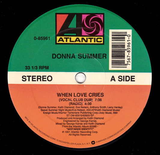Donna Summer : When Love Cries (12")